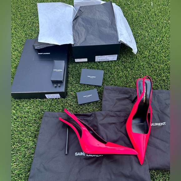 YSL Patent Calfskin Paloma 105 Slingback Pumps Size 39 - Picture 6 of 7